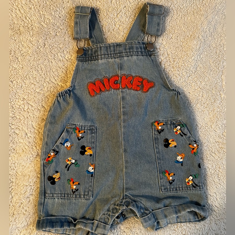 Disney Blue Overalls with Mickey Mouse Design